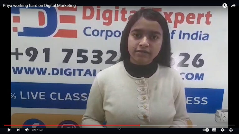 Priya working hard on Digital Marketing
